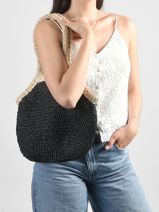 Sac Port� �paule Galets Papier Les tropeziennes Noir galets TZ02-vue-porte