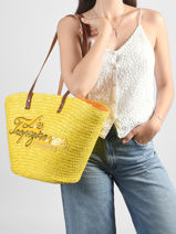 Sac Port� �paule Milos Paille Les tropeziennes Jaune milos TZ01-vue-porte
