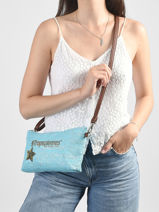 Sac Bandouli�re Panama Papier Les tropeziennes Bleu panama TZ02-vue-porte