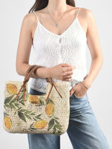 Sac Port� Main Navagio Papier Les tropeziennes Beige navagio TZ02-vue-porte