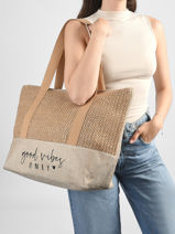 Sac Port� �paule Plage Gerard pasquier Marron plage P25021-vue-porte