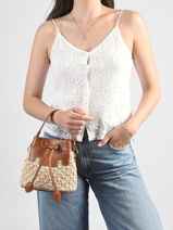 Sac Bandouli�re Capucine Xs Raphia Et Cuir Paul marius Beige raphia CAPUXRAP-vue-porte