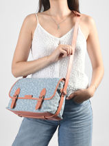 Shoulder Bag Loulou Denim Leopard Paul marius Blue denim leo LOULODEL-vue-porte