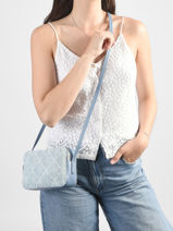 Shoulder Bag Emblem Denim Cotton Calvin klein jeans Blue emblem denim 4F3430G-vue-porte