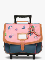 Cartable � Roulettes 2 Compartiments Tann's Rose les fantaisies f 42146