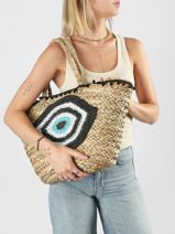 Shoulder Bag Straw Straw Miniprix Black straw B464-vue-porte