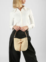 Longchamp Le roseau raphia Sacs port� travers Beige-vue-porte