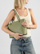 Medium Leather Karly Tote Bag Lauren ralph lauren Green karly 31924351-vue-porte