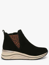 Sneakers Semelle Compens�e En Cuir Remonte Noir women 5