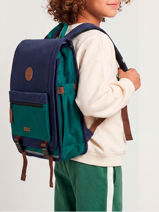 2-compartment Backpack Cabaia Blue school L-vue-porte