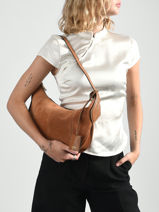 Sac Port� �paule Victoire Aspect Daim Lancel Marron victoire A14255-vue-porte