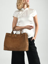 Satchel Dryden Leather Lauren ralph lauren Brown dryden 31P15645-vue-porte