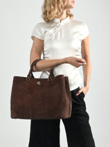 Satchel Dryden Leather Lauren ralph lauren Brown dryden 31P15645-vue-porte