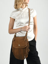 Sac Bandouli�re Dryden Cuir Lauren ralph lauren Marron dryden 31P11793-vue-porte
