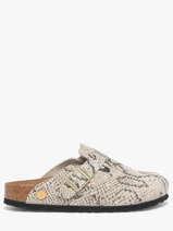 Mules En Cuir Birkenstock Gris women 1033086