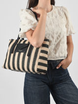 Sac Port� �paule Mini Osier Italie Lancaster Multicolore mini osier italie 77-vue-porte