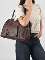 Sac Port� �paule Format A4 Gallantry Marron format a4 3-vue-porte