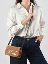 Shoulder Bag K Signature Leather Karl lagerfeld Brown k signature B3W30016-vue-porte