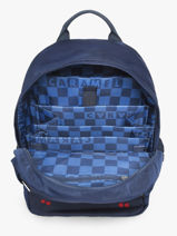 2-compartment Backpack Caramel et cie Blue boheme FI-vue-porte