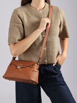 Crossbody Bag Equestre Leather Etrier Brown equestre EEQT212M-vue-porte