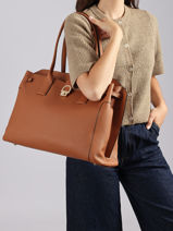 2-compartment Messenger Bag With 15" Laptop Sleeve Etrier Brown equestre EEQT142B-vue-porte