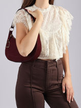 Shoulder Bag Altesse Suede Leather Etrier Violet altesse suede EASU017M-vue-porte