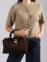 Satchel S Equestre Croco Leather Etrier Brown equestre croco EEQC142S-vue-porte