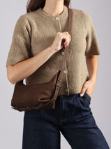 Shoulder Bag Cavalier Nubuck Leather Etrier Brown cavalier nubuck ECAN228M-vue-porte