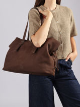 Sac Port� �paule Cavalier Nubuck Cuir Etrier Marron cavalier nubuck ECAN215L-vue-porte
