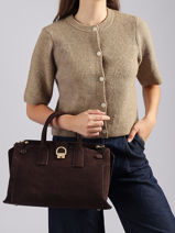 Satchel M Equestre Croco Leather Etrier Brown equestre croco EEQC142M-vue-porte