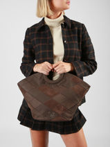 Sac Port� Main Neflier Patchwork Woomen Marron neflier patchwork WNET01-vue-porte