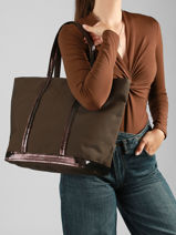 Le Cabas L Zipp� Paillettes Vanessa bruno Marron cabas 1V40409-vue-porte