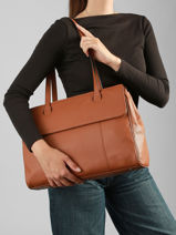 A4 Size Messenger Bag With 13" Laptop Sleeve Hexagona Brown confortbus 469646-vue-porte