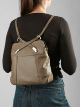 Backpack Leather Hexagona Beige confort 462107-vue-porte