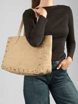 A4 Size Shoulder Bag Eyelet Torrow Beige eyelet TEYE01-vue-porte