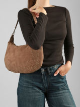 Shoulder Bag Velvet Milano Beige velvet VE26061-vue-porte