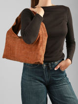 Sac Port� �paule Velvet Croco Cuir Milano Marron velvet croco CV26061-vue-porte