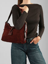 Sac Port� �paule Velvet Caviar Cuir Milano Rouge velvet caviar VC250610-vue-porte