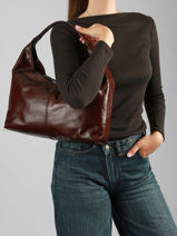 Shoulder Bag Shiny Sauvage Leather Milano Brown shiny sauvage SS26061-vue-porte