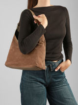 Shoulder Bag Velvet Caviar Leather Milano Brown velvet caviar VC26062-vue-porte