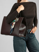 Sac Port� �paule Saffiano Polyester David jones Marron saffiano 4N-vue-porte