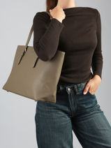 Shopping Bag A4 Saffiano Polyurethane David jones Gray saffiano 5-vue-porte