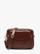 Shoulder Bag Shiny Sauvage Leather Milano Brown shiny sauvage SS25067