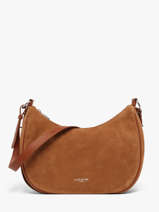 Sac Port� �paule Suede Cuir Lancaster Marron suede 82