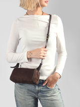 Bowling Bag Suede Leather Lancaster Brown suede 54-vue-porte