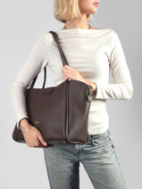 Shoulder Bag Ida Double Leather Lancaster Brown ida double 86-vue-porte