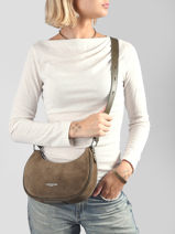 Sac Bandouli�re Suede Cuir Lancaster Vert suede 81-vue-porte