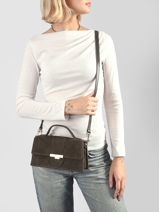Crossbody Bag Suede Ily Leather Lancaster Green suede ily 10-vue-porte