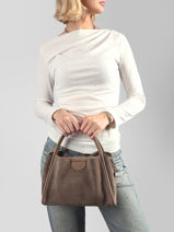 Satchel Suede Ida Leather Lancaster Beige suede ida 101-vue-porte