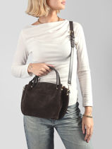 Sac Bandouli�re Suede Louisa Cuir Lancaster Marron suede louisa 103-vue-porte